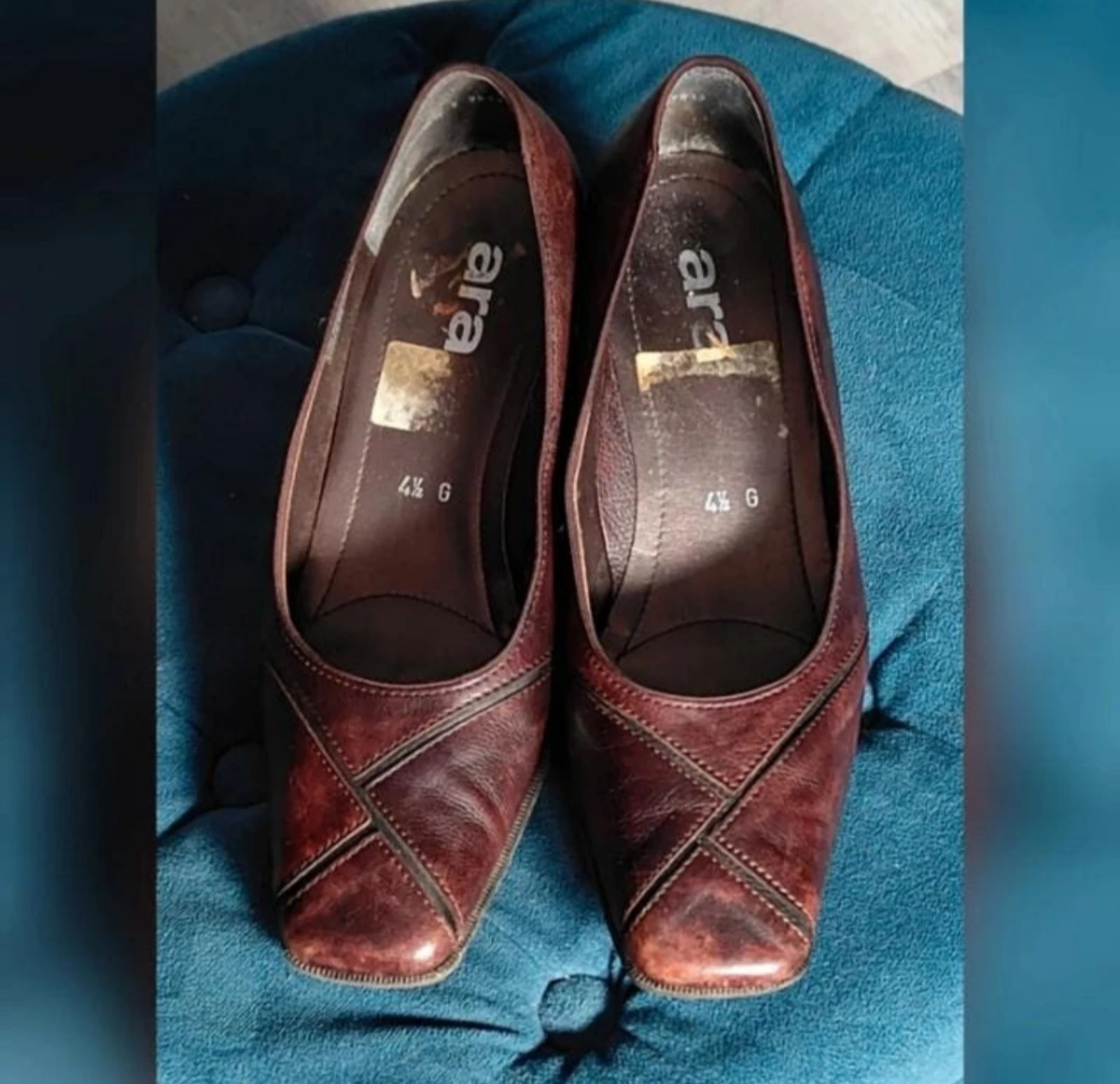 Vintage bruin leren pumps Ara Luftpolster maat 37.5